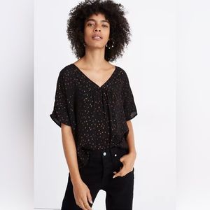 Madewell Rhyme Top in Metallic Dot. Size Small